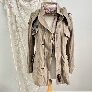 FREE PEOPLE | Hooded Army Parka Jacket with Sequin Patch